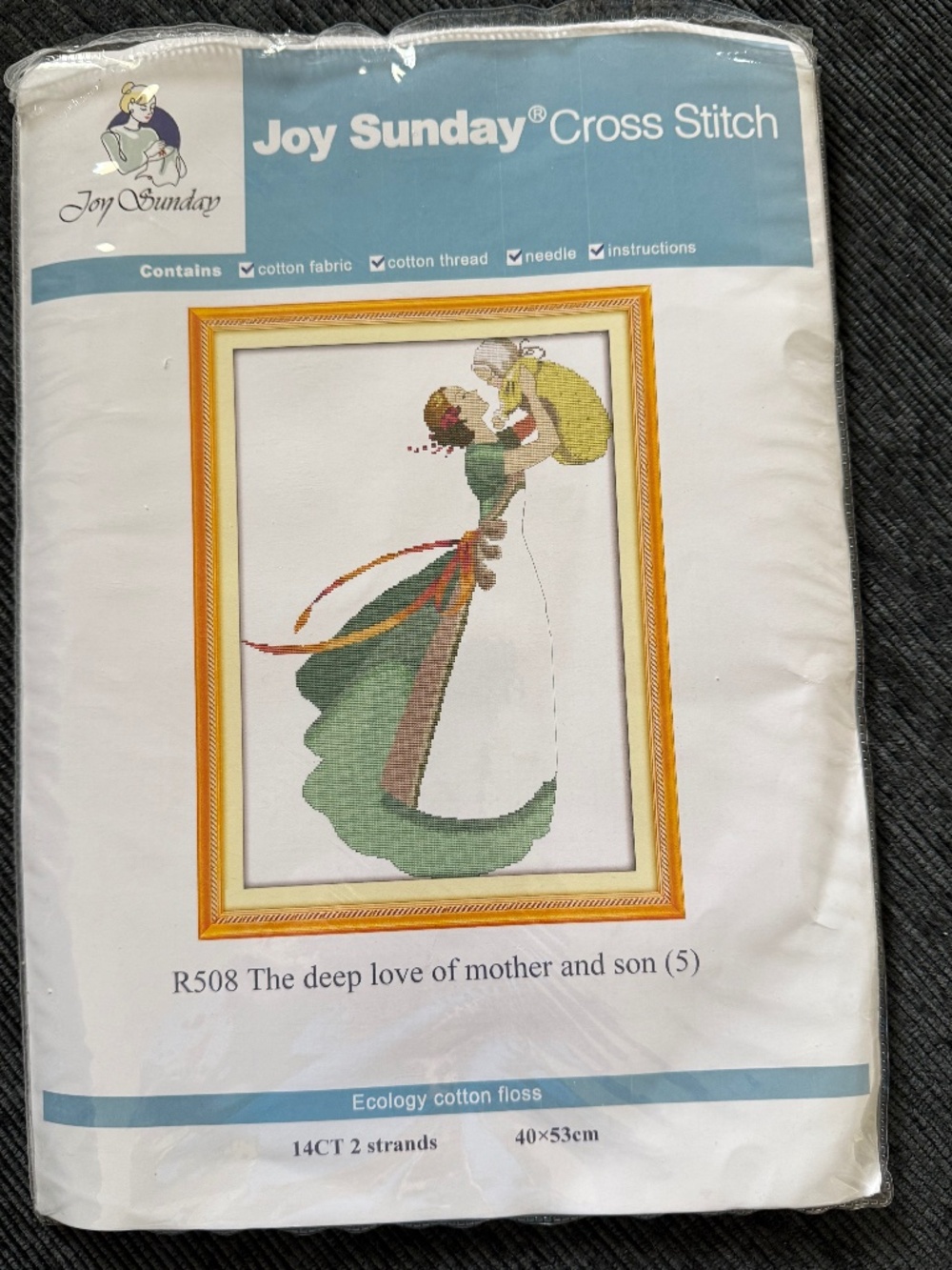 Mother & Baby Joy Sunday Cross Stitch Kit 14 CT Aida NOT PRE-PRINTED